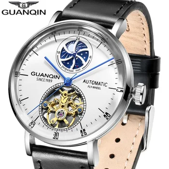 

Top luxury brand dropshipping GUANQIN Mechanical watch men Automatic Skeleton Tourbillon waterproof clock relogio masculino