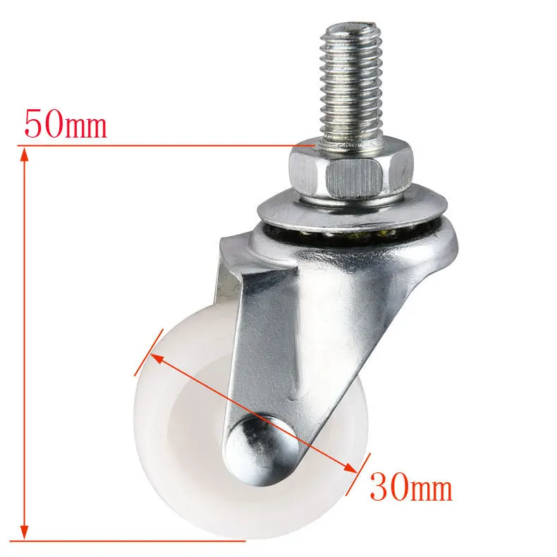 

5 Pcs Casters 1.25 Inch White Pp Screw Universal Wheel M8 * 15 Tooth Nylon Movable Caster Wear Resistant Flower Rack