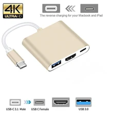 Usb tipo c hdmi-cabo compatível 4k adaptador para mac book ar USB-C ao conversor com 3.0 usb e 3.1 porto de carregamento para mac pro