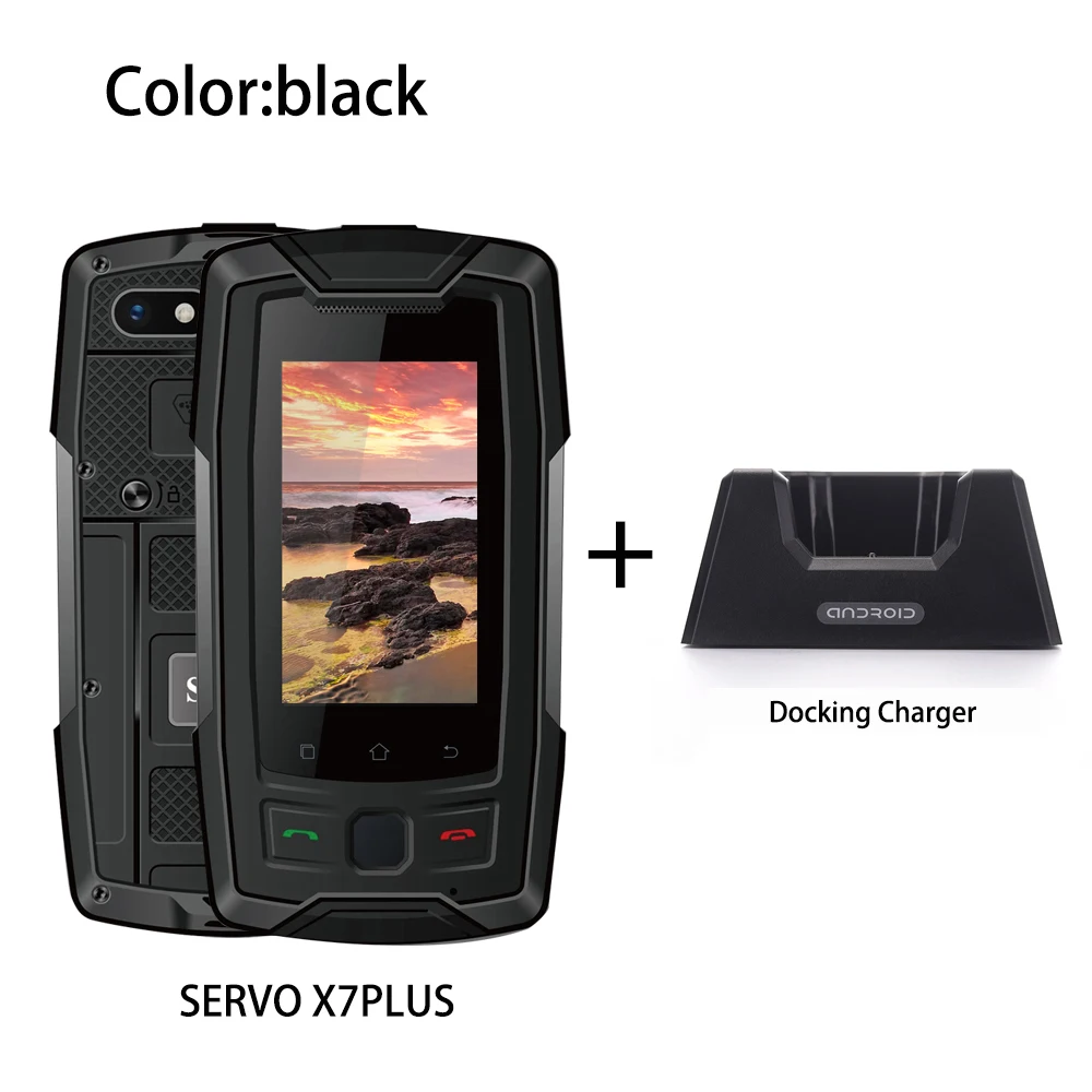 SERVO X7 Plus 4G LTE смартфон IP68 водонепроницаемый прочный мобильный телефон NFC ГЛОНАСС AGPS 3100 мАч Walkman маленький мобильный телефон 2 Гб 16 Гб - Цвет: Black Add Docking