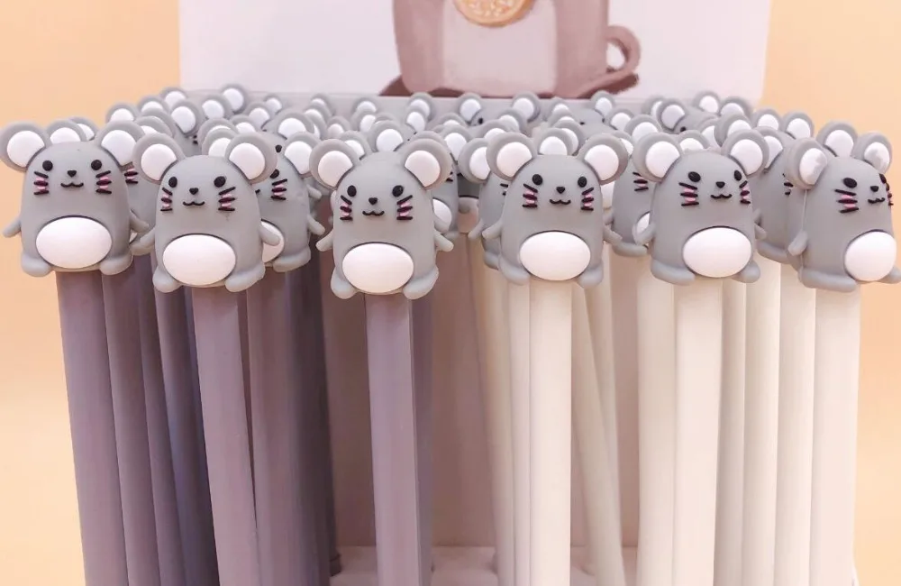 new creative mouse gel pen cute cartoon neutral pen student prize pen office black writing pen promotion gift pen 36pc/lot
