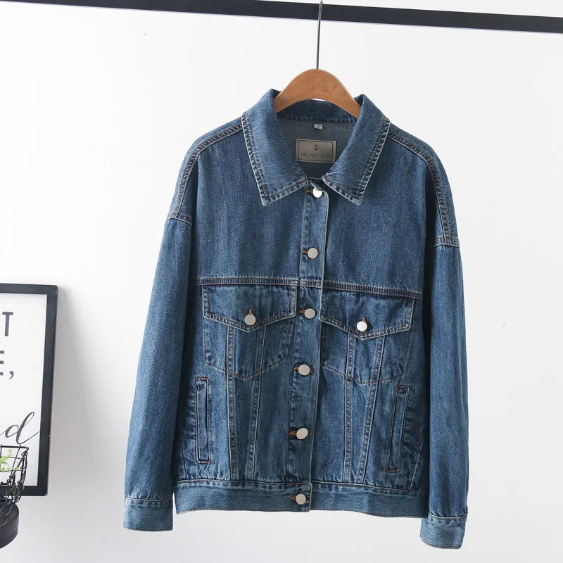 

Wm33 2019 Autumn New Style Profile Retro Blue Loose-Fit Slimming Versatile Long Sleeve Jacket WOMEN'S Coat