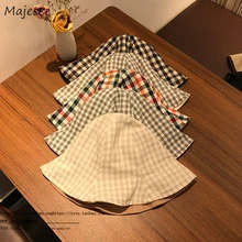 Женские головные уборы в винтажном стиле, простые клетчатые двухсторонние шапки в Корейском стиле Харадзюку для девушек, женские шапки, подходящие ко всему, удобные, на каждый день