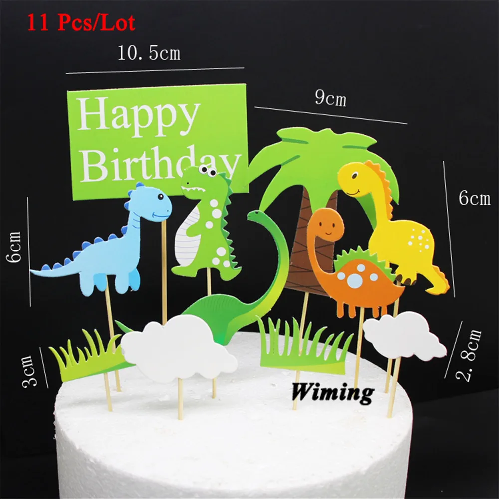 baby 1st birthday party decoration cupcake toppers cake decorating supplies cake flags happy birthday dinosaur cake topper