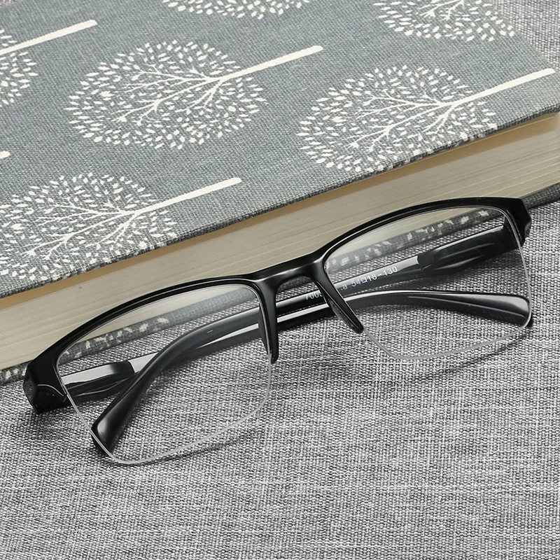 Мужские и женские черные полимерные очки для чтения 1,75, полуоправа, портативные сверхлегкие увеличительные пресбиопические очки для дальнозоркости, квадратные 1,5 2,0