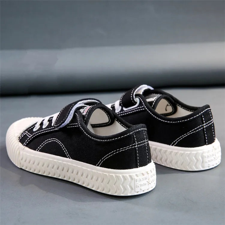 Autumn Fashion New Children Canvas ayakkabı Girls Sneakers Toddler Breathable Spring Kids Shoes For Boys Soft Casual Shoes - Цвет: Black