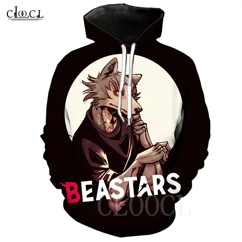 Унисекс Харадзюку черные толстовки японского аниме BEASTARS Wolf толстовка с 3D принтом