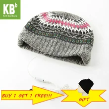 KBB зима-весна удобный серый белый розовый Ковер Дизайн Музыка MP3 Наушники Пряжа вязаная женская нежная зимняя Лыжная Шапочка