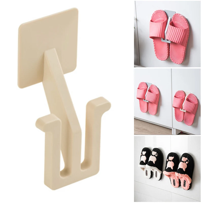 Wall-Mounted Shoe Storage Rack Shoe Organizer Self-adhesive Stand Shelf Slippers Rack Storage Hook Wall Hanging Hanger shoe organizer