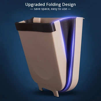 

9L Waste Storage Bucket Folding Waste Bins Kitchen Garbage Bin Car Trash Can Wall Mounted Foldable Trashcan for Bathroom Toilet