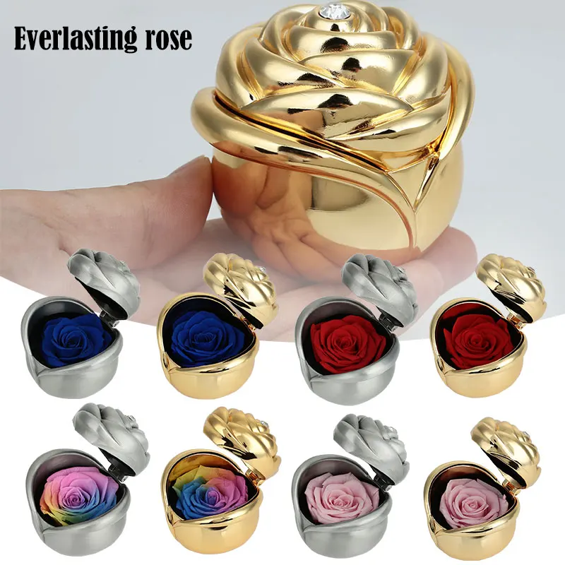 

Immortalized Flower Roses Flower Preserved Flower Gift Jewelry Ring Beautiful Romantic Wedding Metal