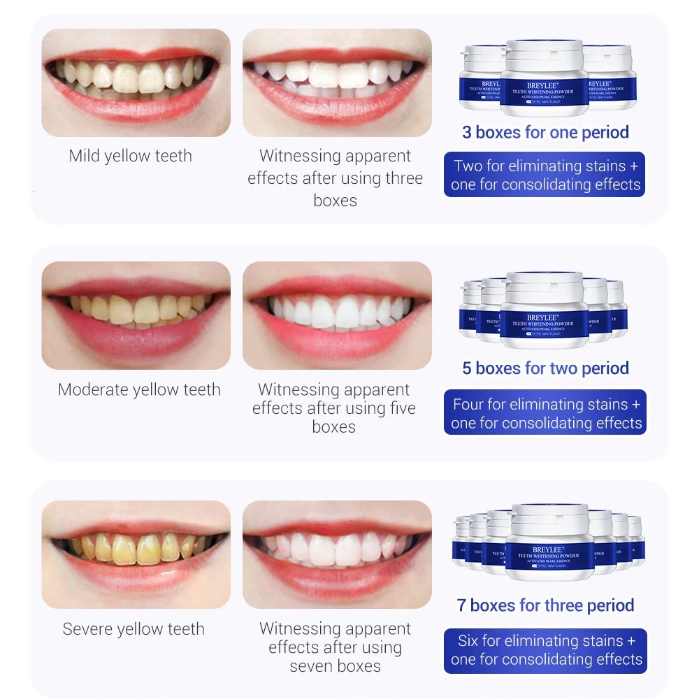 BREYLEE Teeth Whitening Powder Remove StainsPlaque Cleaning Hygiene Bleaching Dental Toothpaste Tools Oral White Teeth Care 30g