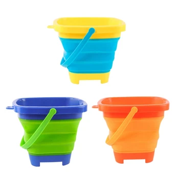 3PCS Foldable Bucket Foldable Pail Bucket Sand Buckets Silicone Collapsible Bucket for Kids Beach Play Camping 2L 1