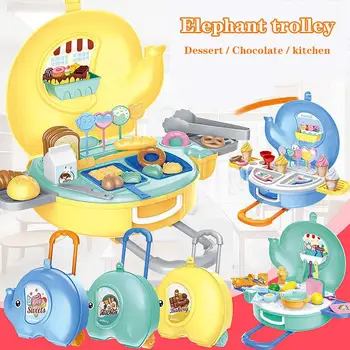 

Children's Cartoon Simulation Kitchen Cooking Tableware Set Ice Cream Candy Dessert Supermarket Play House Trolley Toys