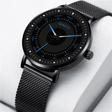 GENEVA Reloj de pulsera creativo para hombre, cronógrafo de cuarzo informal con correa de aleación, individual, luminoso