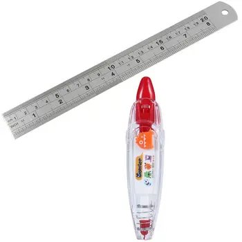 

Stainless Metal 20cm Long Straight Ruler & Kawaii Animals Press Type Decorative Correction Tape(Red Hair Strange)