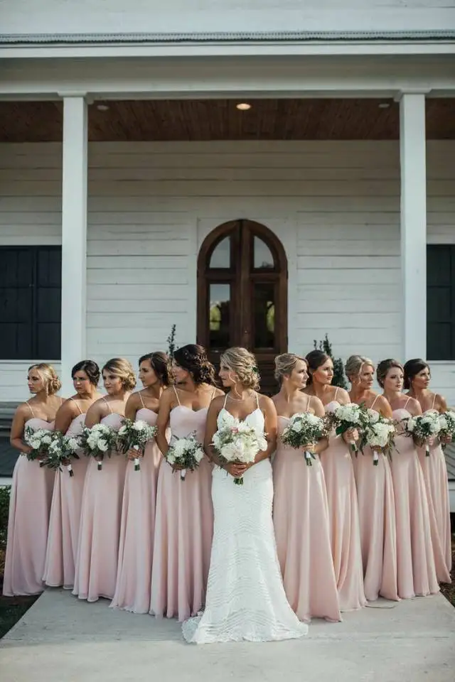 Sexy Pink Sweetheart Chiffon A-Line Bridesmaid Dresses Spaghetti Straps Floor Length Custom Corset Back Wedding Party Dresses