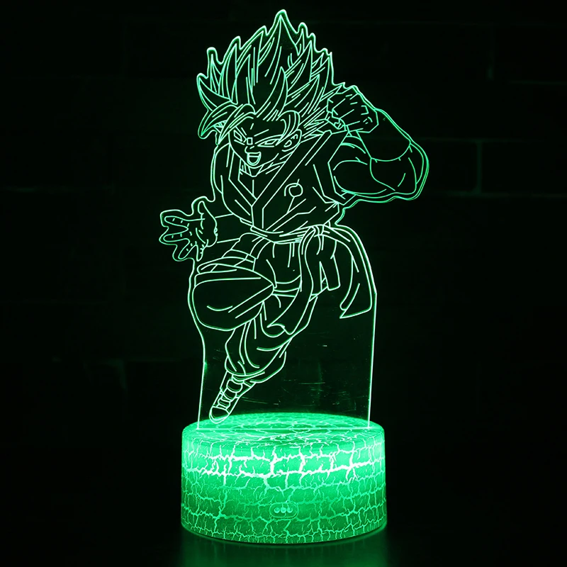 Dragon Ball Супер Saiyan Бог экшен-фигурка Гоку 3D иллюзия настольная лампа 7 цветов меняющийся ночник для мальчиков детские подарки для малышей - Испускаемый цвет: 3