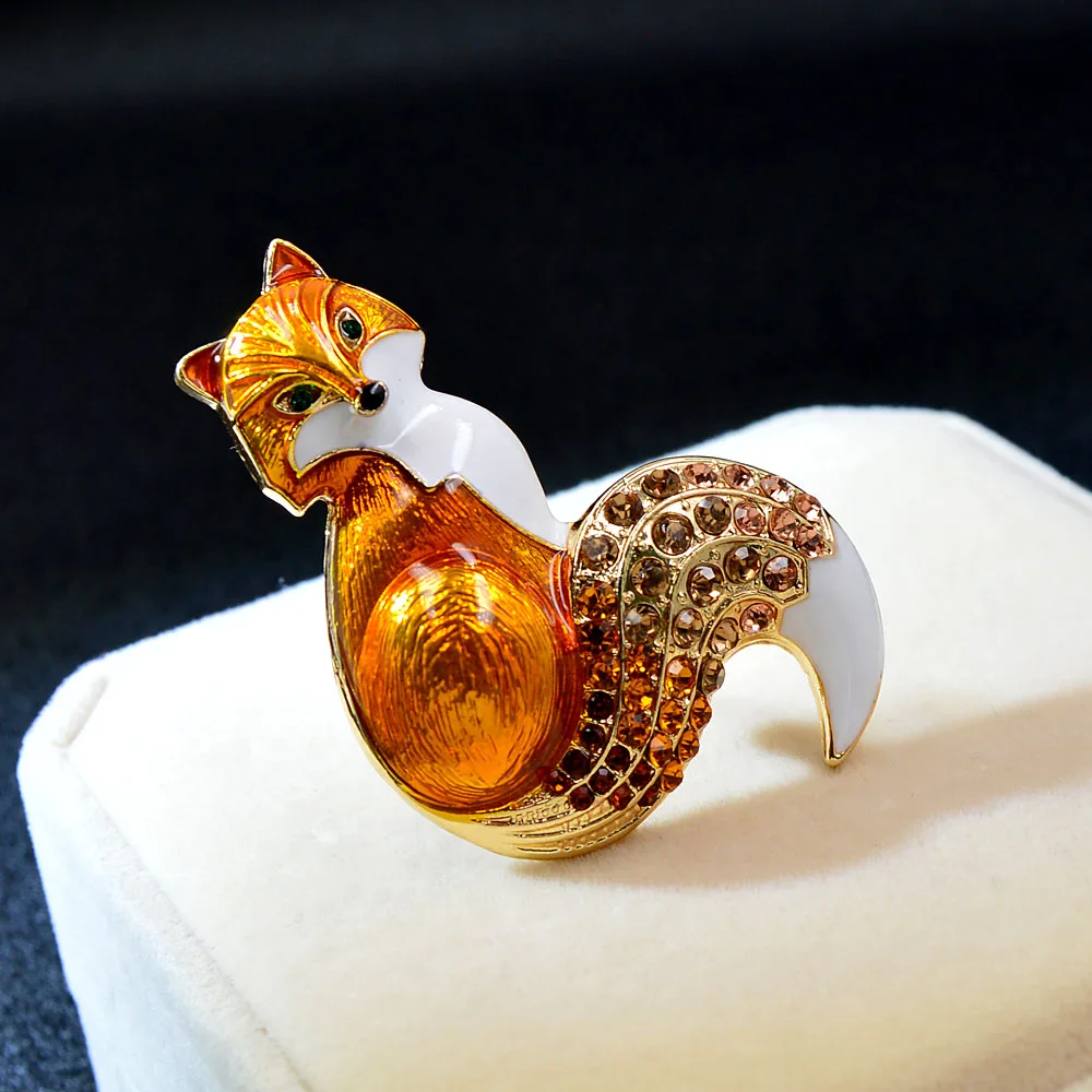 CINDY XIANG New Arrival Rhinestone Fox Brooches For Women Enamel Animal Pin Brooch 6 Colors Available Winter Design Coat Jewelry