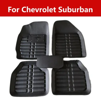 

Car Floor Mats Covers Auto Accessories For Chevrolet Suburban Waterproof Non-Slip Leather Liner Set