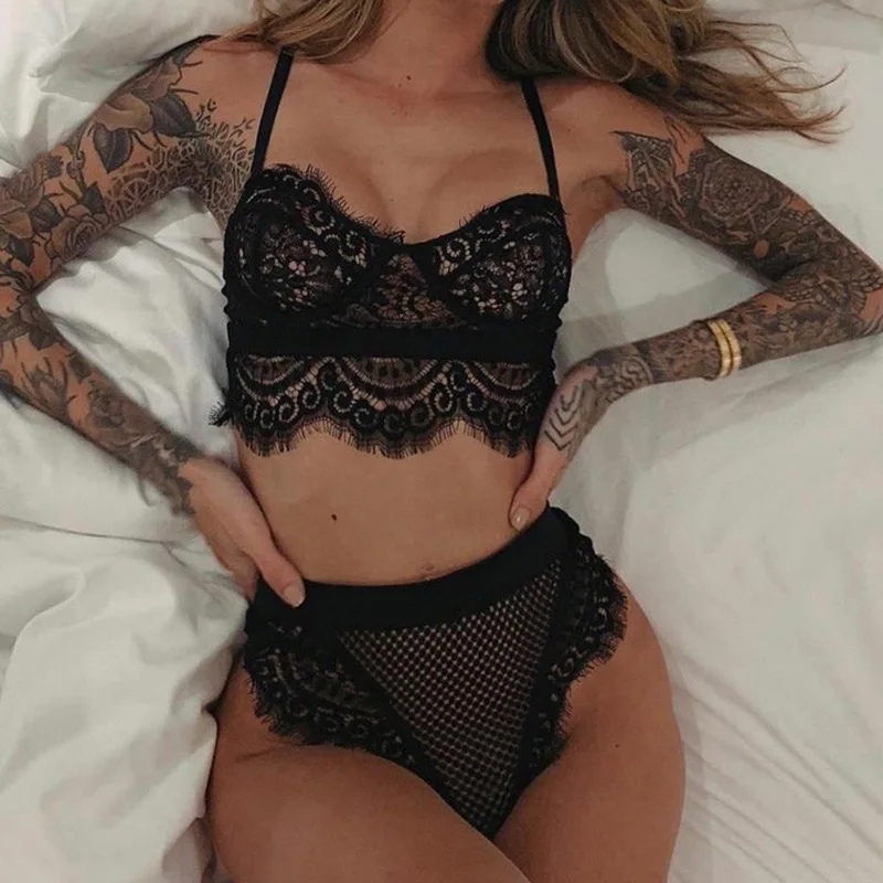 

New Lace Sexy Bra Panties Set Push Up Seamless Lingerie Set Women Transparent Bra and High Waist Panties Soft Underwear Set