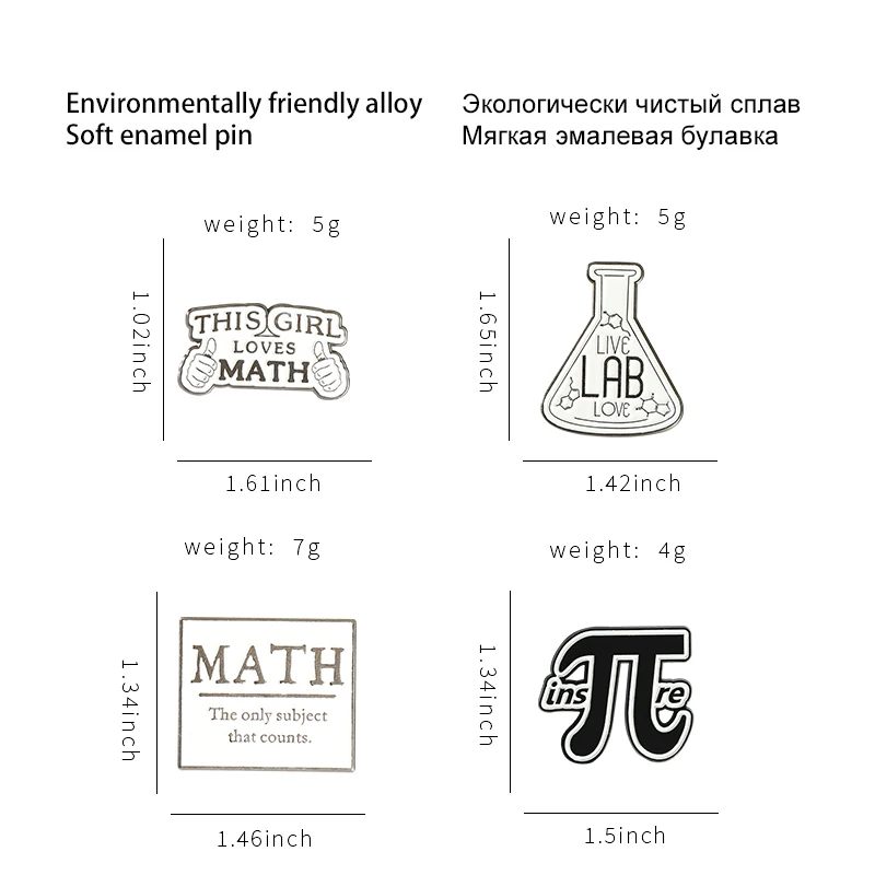 Gift Mathematics Enamel Pin Math and Science Brooches Backpacks Lapel Pins Badge Cartoon Metal Jewelry for Friends mathematics enamel pin
