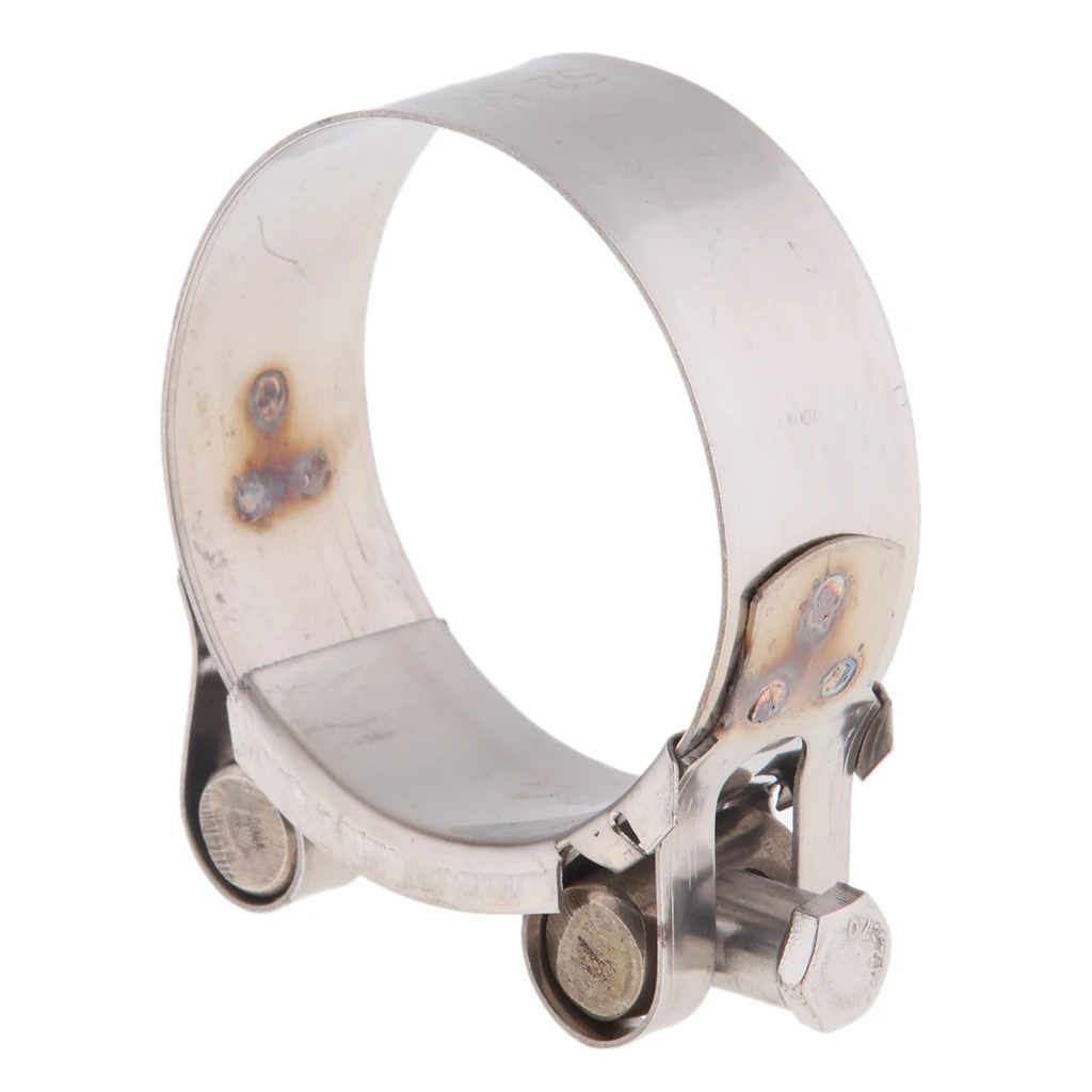 2pcs Motorcycle Exhaust Pipe Clamps Reolacement, Fit Size 44-47mm 1.75-1.85 inch/52-55mm 2.0-2.15 inch, Silver