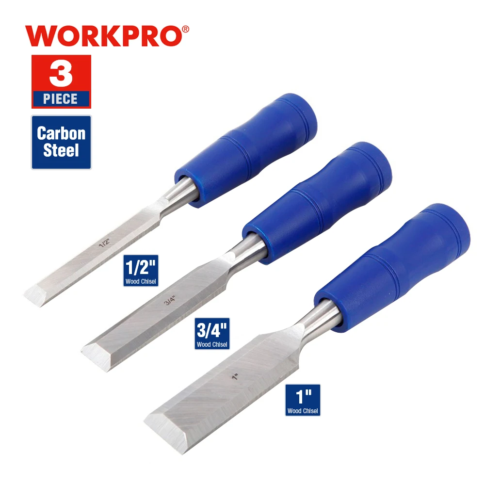 3-PC WOOD CHISELS WOODWORKING HAND TOOLS SET 1/2" 1" WOOD WORKING 3/4" 