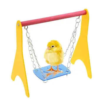 

Acrylic Swing Chicken Toy with Hanging Chain Baby Chick Perch Cage Training Stand Holder for Bird Parrot Hens Macaw