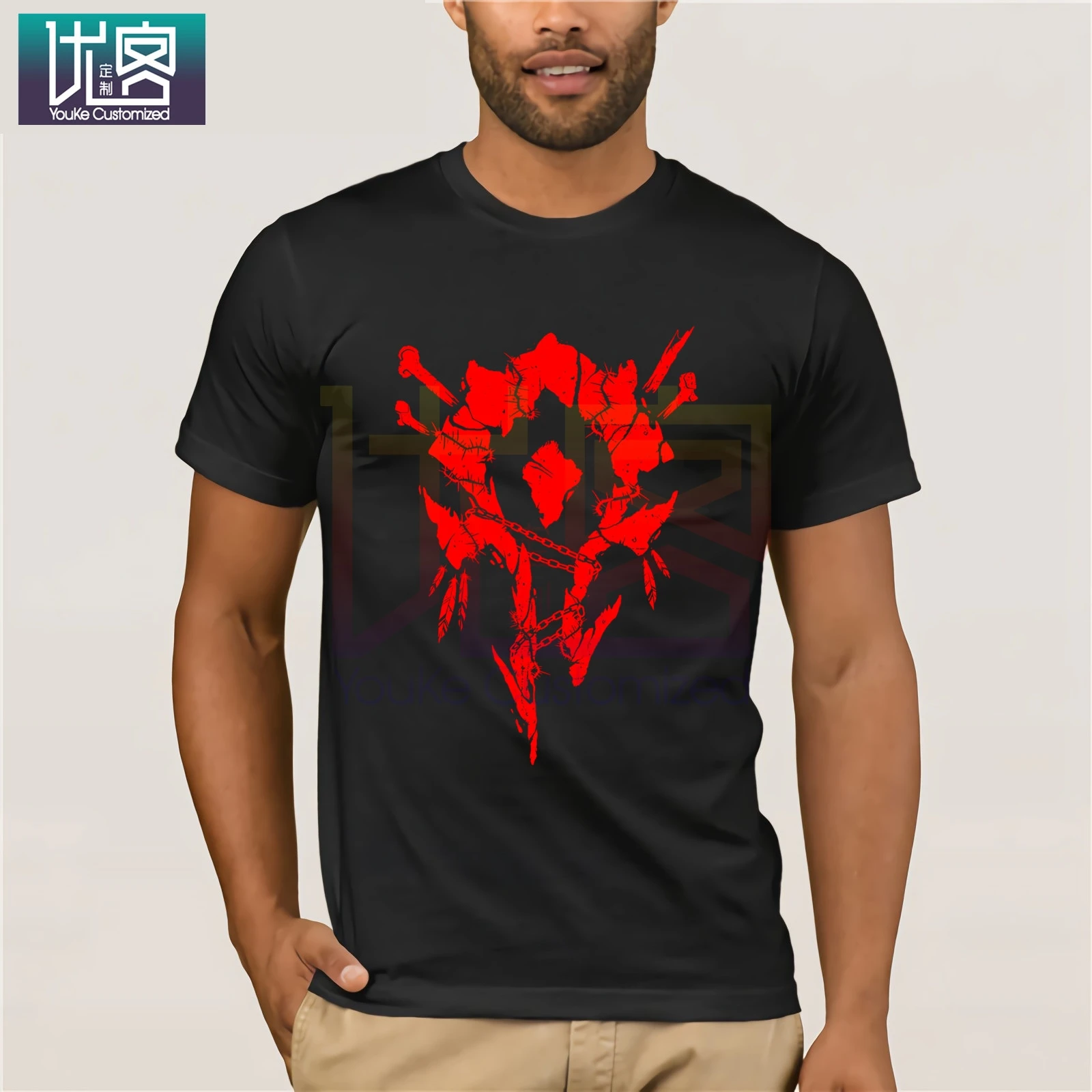 Мужская футболка с карманами World of Warcraft Horde Bones Crest летняя хлопковая Футболка