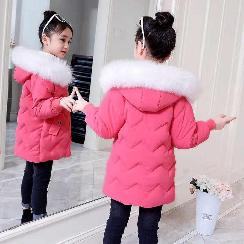 Высококачественная зимняя куртка с капюшоном для подростков детское утепленное пальто с хлопковой подкладкой для девочек верхняя одежда для маленьких девочек, Большая мужская куртка с капюшоном
