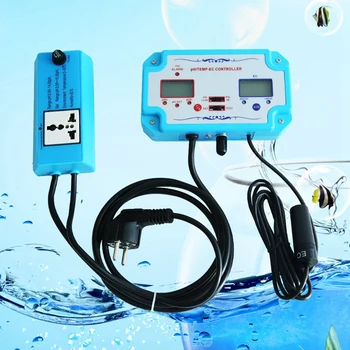 

PH/EC/TEMP Tester Meter 3 in 1 PH Controller Water Quality Detector Repleaceable Electrode BNC Type Probe EU Plug