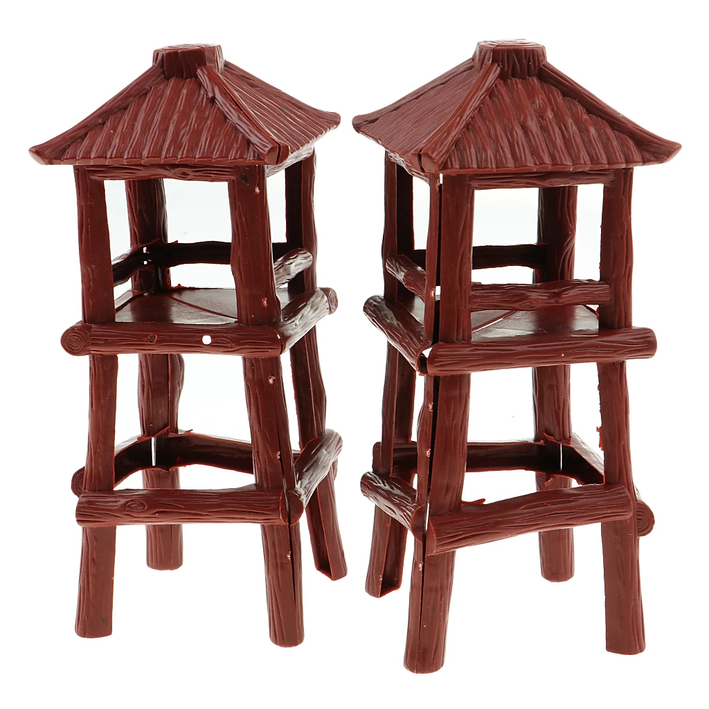 2Pcs Military Toy Soldier Watch Tower 18.5cm for War Game Landscape Building