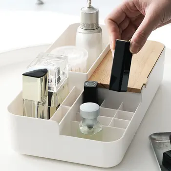 

Cosmetic Storage Box Storage Desktop Sundries Box Dustproof Organizing Box Simple Organizing Box for Hotel Dorm Store Home