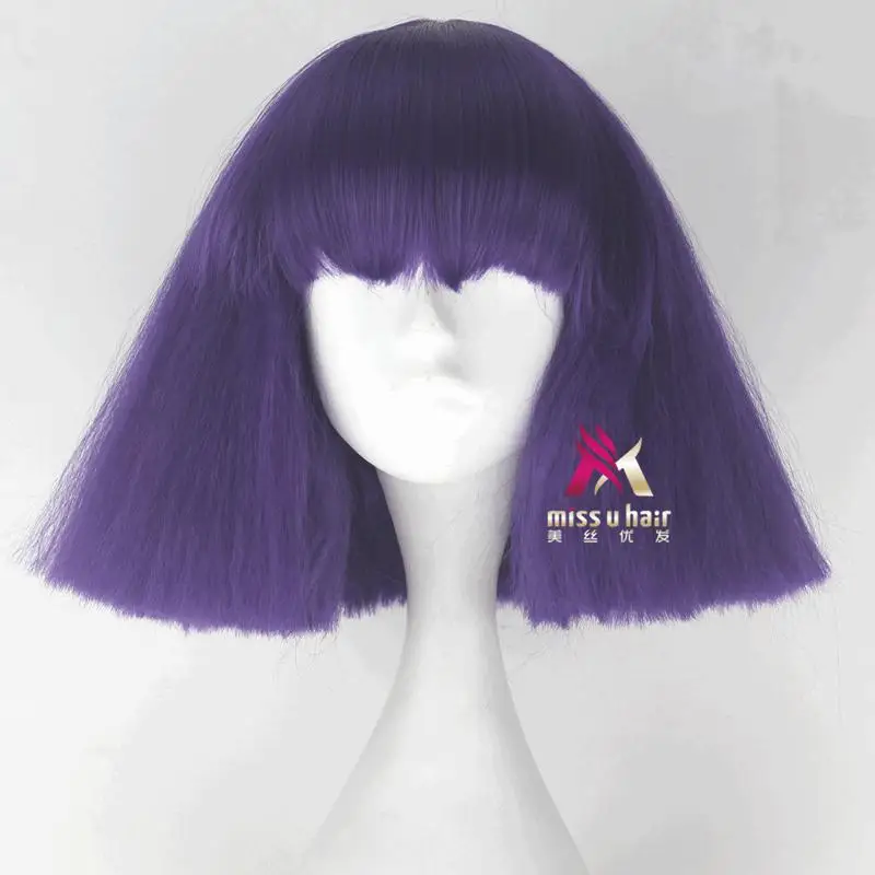 Lady Gaga Wig Black Blonde White Synthetic Hair Cosplay Wig Halloween Party Costume Wigs+wig cap - Цвет: purple