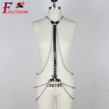 Fullyoung, сексуальный кожаный ремень с серебряной металлической цепочкой, с О-образным кольцом, с кисточками, женские подтяжки с кисточками, кожаный пояс с подвязками, роскошный женский ремень