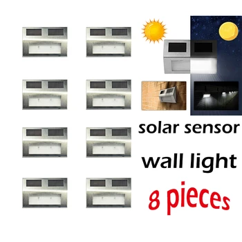 

2020 solar lamp light sensor led outdoor night lighting soft white wall lamp waterproof solar powered path lights security light