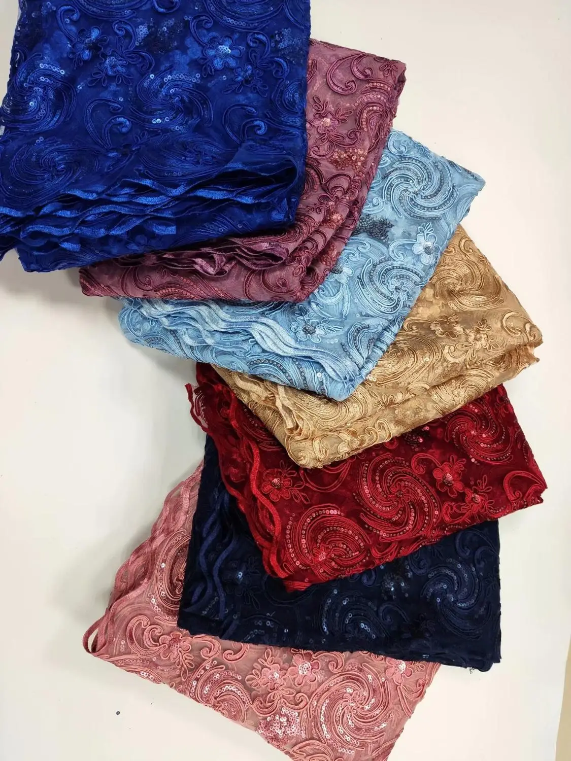 Африканская сетчатая кружевная ткань, Высококачественная элегантная нигерийская свадебная ткань кружевная 5 ярдов WHB8-5 02