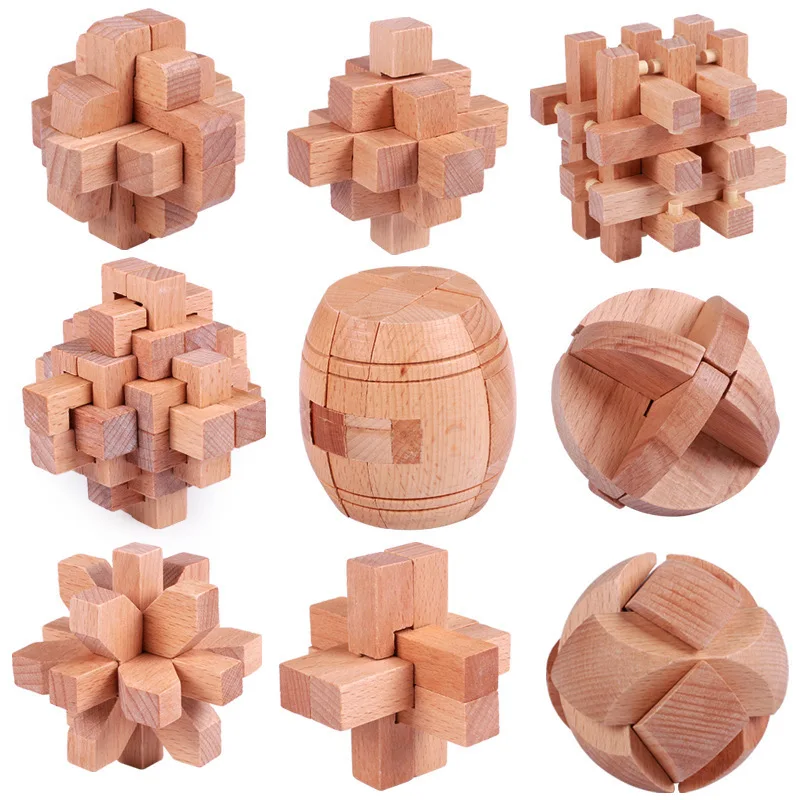 

9 Pieces Luban Lock Looping-off Unlock Wooden Classical Disassembly Adult Traditional Educational Toy Burr Puzzle Set