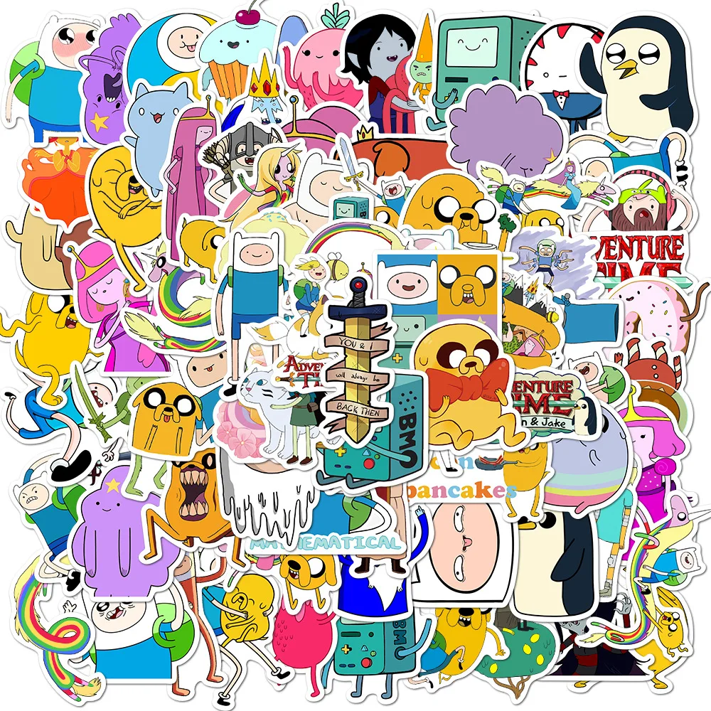 100PCS Adventure Time Stickers Pack For Children DIY Stationery Laptop Phone Skateboard Travel Suitcase Cartoons Anime Sticker | Игрушки и