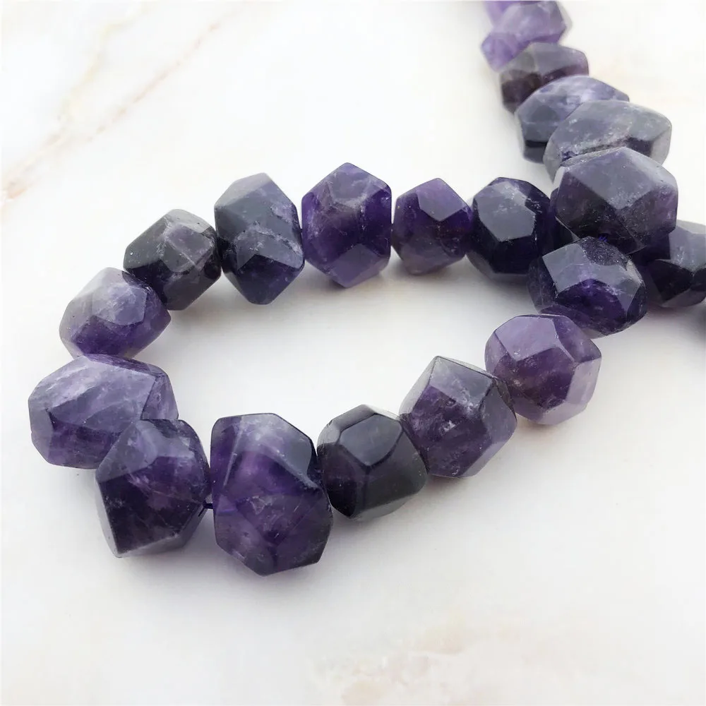 100% Natural Irregular Amethysts Beads Gem Purple Crystal Quartz Nugget Beads Top Grade Faceted Charm Stone For DIY Necklace