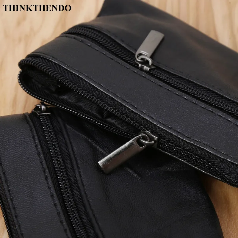 X7YA Vintage Leather Men's Zipper Purses Coin Purse Cash Change Wallet Key Holder Money Pouch Gift