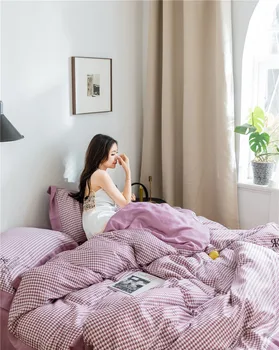

Simple Solid Color 60 Double-Sided Tencel Four-piece Set Thousands of Birds Sub-Summer Viscose Bare Sleeping Silky Quilt Cover B