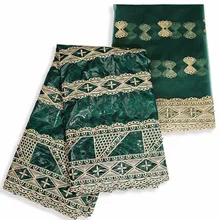 Новое поступление золотой цвет Таинственный узор 5 ярдов Базен Riche и 2 ярдов чистая кружевная ткань KY59 хорошее качество африканская восковая кружевная ткань