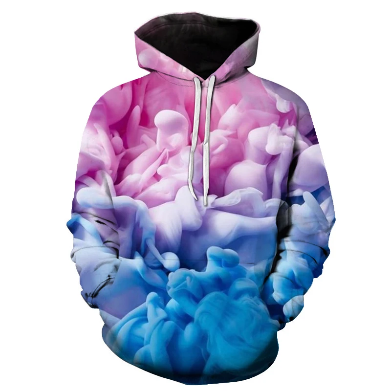 Color smog 3D printing hoodies autumn latest Men Women casual long-sleeved pocket hooded sweatshirts mens loose baseball uniform - Цвет: WY-1321