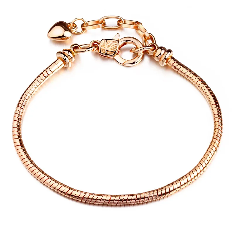 

SA SILVERAGE Large Hole Bead Chain Wholesale 2020 Chain 3mm Snake Chain Fine Copper Silver-Plated DIY Bracelet Accessories