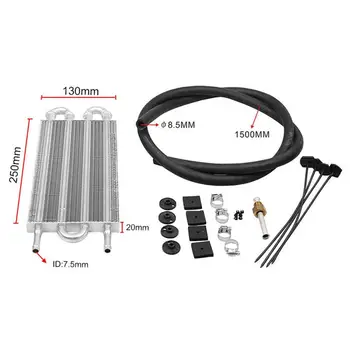 

4/6/8 Row Transmission Oil Cooler & Mounting Kit Radiator Remote Aluminum Alloy Oil Cooler + Hose/Mounting Set