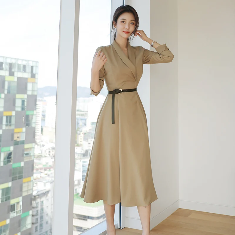SMTHMA High Quality New Fashion 2020 Autumn Casual Office Lady Long Trench Coat With Belt Korea Chic Female Windbreaker