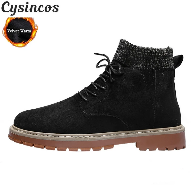 

2019 New Winter Warm Working Boots Lace Up Mens Desert Boots High Quality Fashion Mens Boots Round Toe High Top Shoes Size 39-44