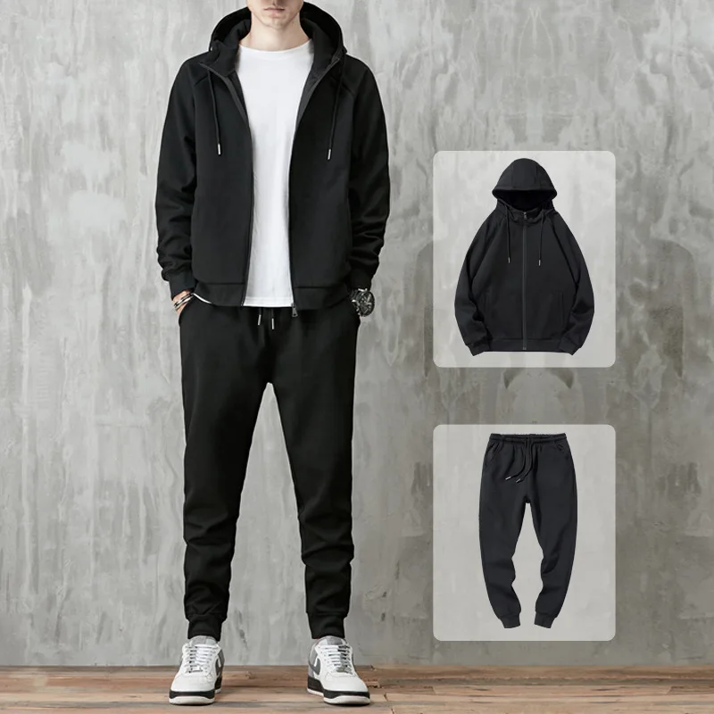 

19 Autumn And Winter New Style MEN'S Hoodie Sports Set Team Versatile Students Long-sleeved Sweater Coat Men's